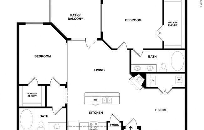 2 beds, 2 baths, 1,036 sqft, $1,490