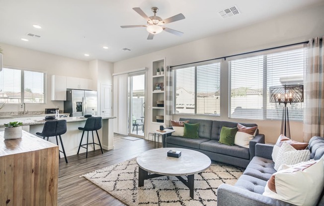 Living Room With Kitchen View at Avilla Gateway, Phoenix