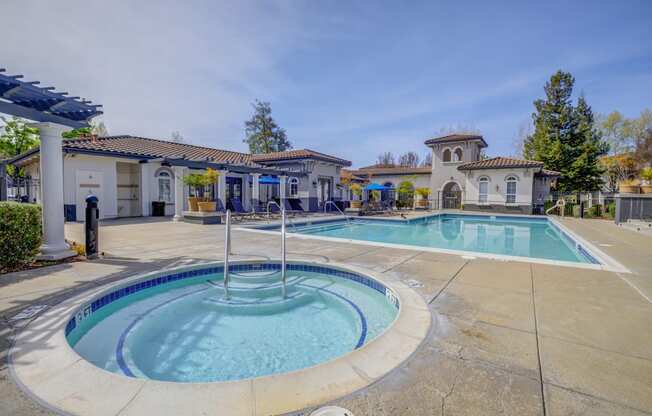 take a dip in the resort style pool at villas at houston levee west apartments