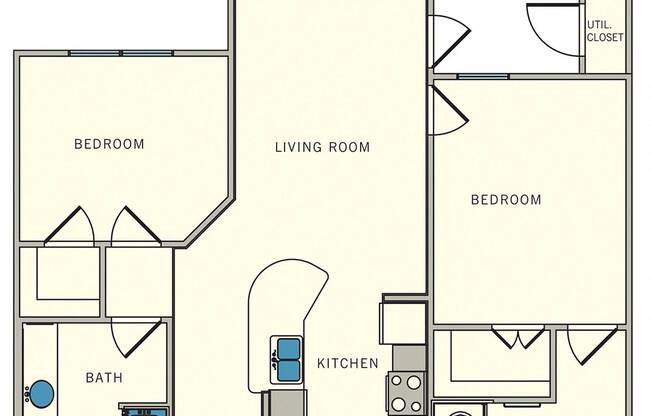 The Lookout at Comanche Hill | Unit B1 - two bed, two bath  at Comanche Hill | Unit A2 - one bed, one bath, at CLEAR Property Management , The Lookout at Comanche Hill Apartments, San Antonio, Texas