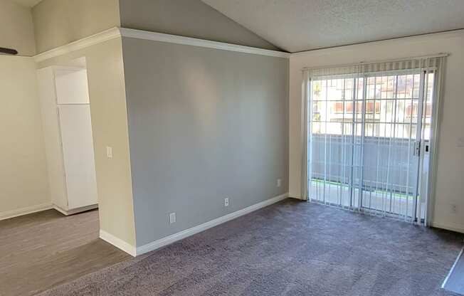 Front enterance into living room at Northwood Apartments in Upland, California.