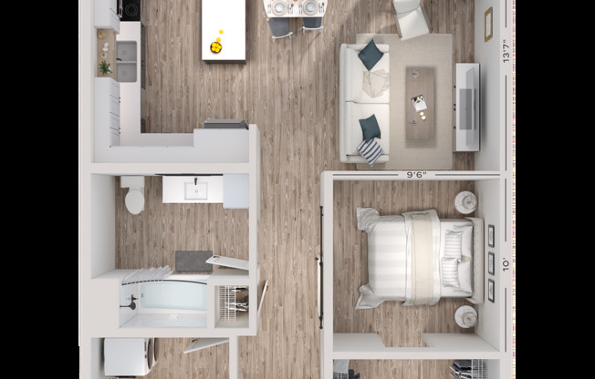 Studio, 1 bath, 711 sqft, $1,900, Unit 602