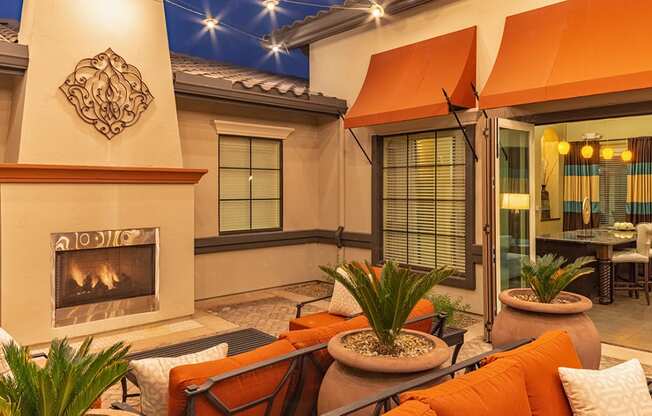 fireplace at courtyard
