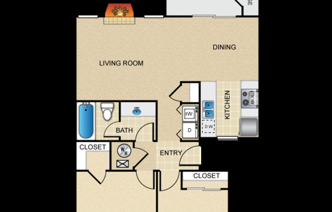 2 beds, 1 bath, 875 sqft, $1,590, Unit 445-265