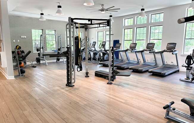 Fitness center with cardio and weight machines