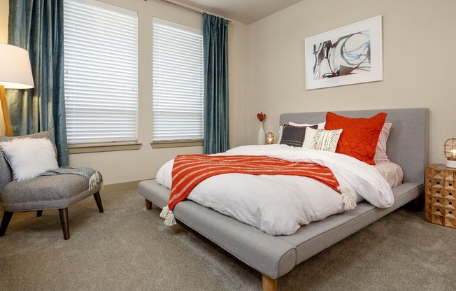 furnished apartment model bedroom