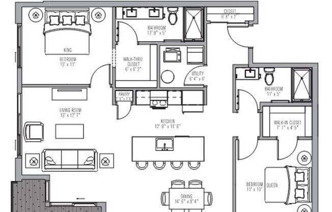 2 beds, 2 baths, 1,285 sqft, $2,197, Unit 302