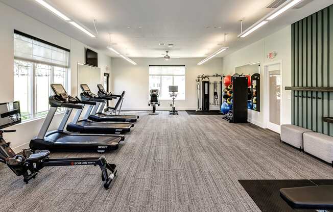 Fitness Center with ample exercise equipment at Hanover Flats in Bennington, NE