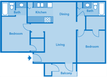 2 beds, 2 baths, 900 sqft, $958