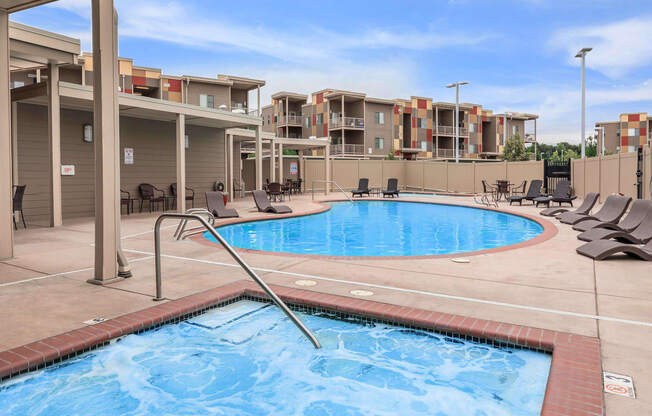 Pool View at Mosaic on the River Apartments, Washington