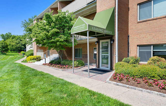 the entrance to leasing office at the preserve apartments