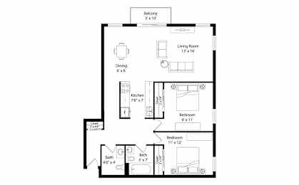 2 beds, 1.5 baths, 885 sqft, $1,995