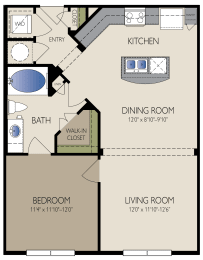 1 bed, 1 bath, 754 sqft, $1,331