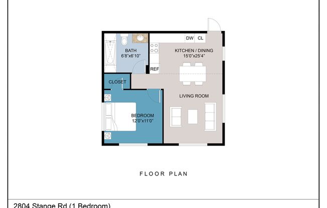 1 bed, 1 bath, 676 sqft, $855