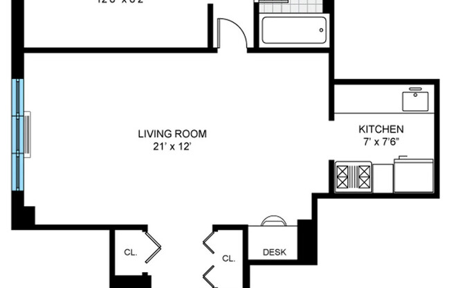 1 bed, 1 bath, $6,000, Unit 15K