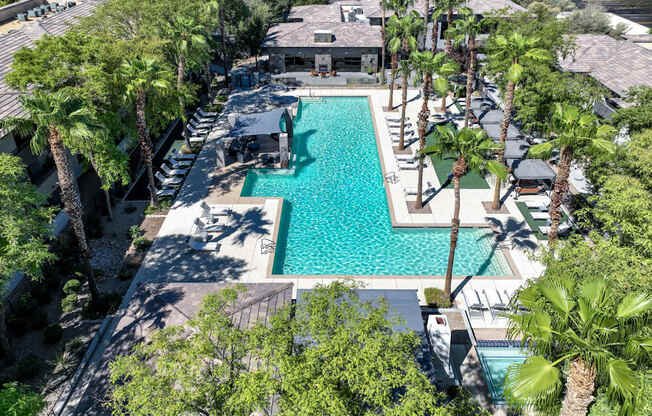 an aerial view of the pool at Avora apartments