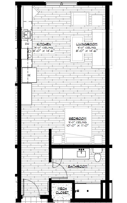 Studio, 1 bath, 482 sqft, $795, Unit Unit 209