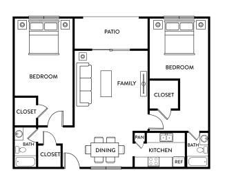 2 beds, 2 baths, 1,050 sqft, $850