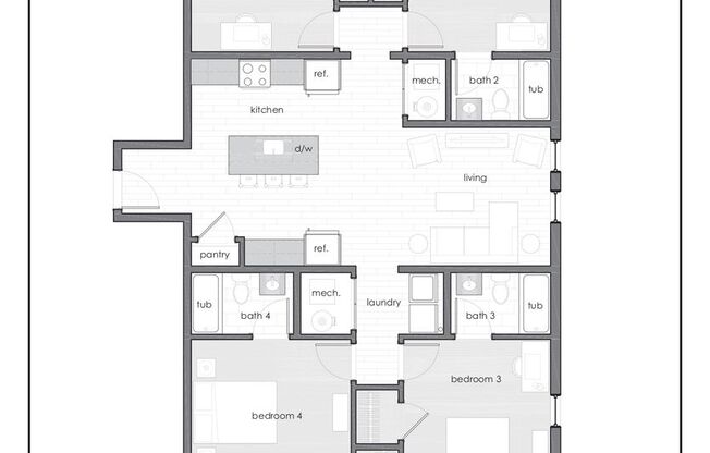 4 beds, 4 baths, 1,610 sqft, $6,900, Unit The Elm - 304