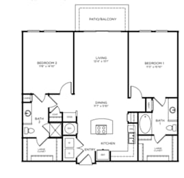 2 beds, 2 baths, 1,170 sqft, $1,825