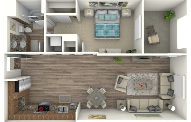 1 bed, 1 bath, 845 sqft, $2,596