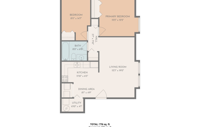 2 beds, 1 bath, 835 sqft, $1,395, Unit 530 Apt. G