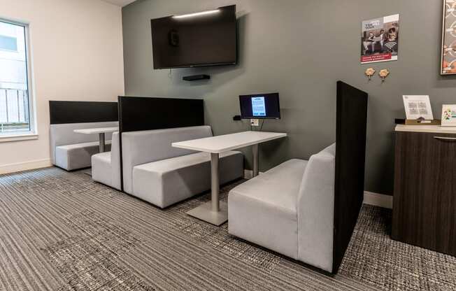 a living room with couches and a tv