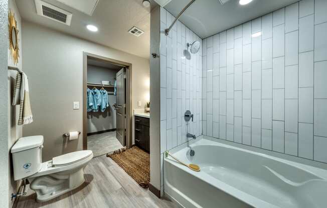 bath with closet and soaking tub at The Rey Downtown, Phoenix, 85003