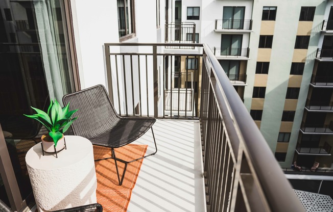 Unwind on the delightful balcony of your apartment home.
