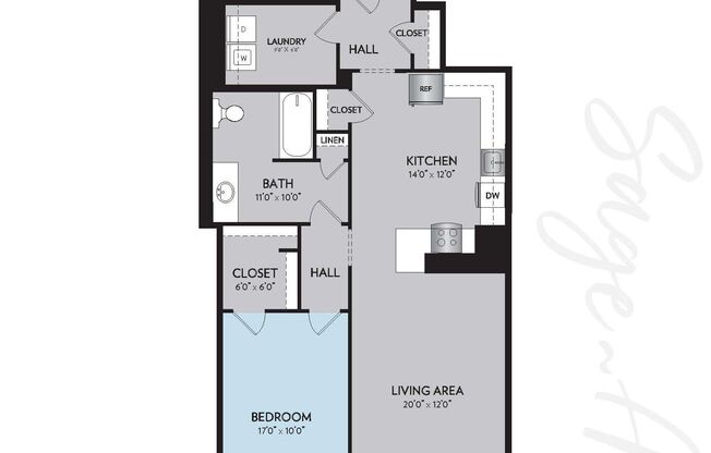 1 bed, 1 bath, 1,249 sqft, $2,105, Unit 704D