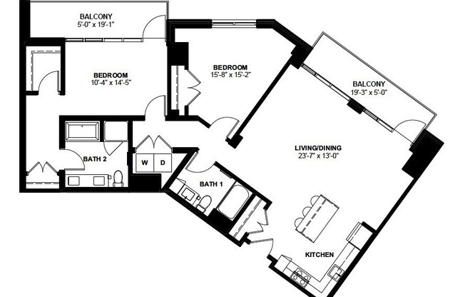 2 beds, 2 baths, 1,310 sqft, $9,768, Unit 1112