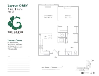 1 bed, 1 bath, 714 sqft, $2,485