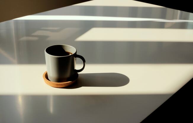 coffee mug on white counter