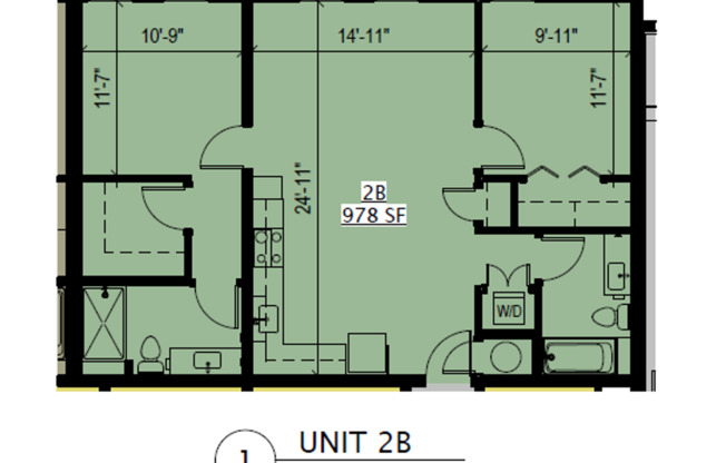 2 beds, 2 baths, 981 sqft, $1,400, Unit 307