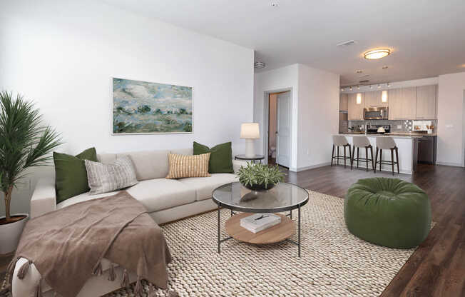 Living Area and Kitchen with Hard Surface Flooring