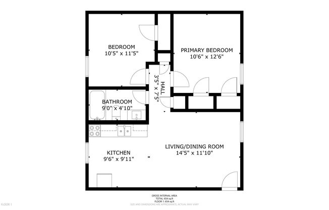 2 beds, 1 bath, 980 sqft, $949, Unit 1160/163