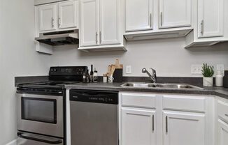 Model kitchen with stainless steel appliances