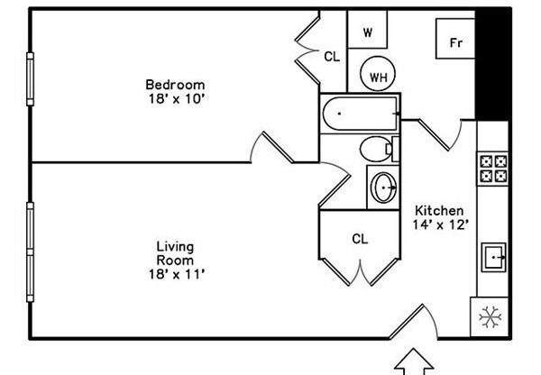 1 bed, 1 bath, 689 sqft, $2,600, Unit 11