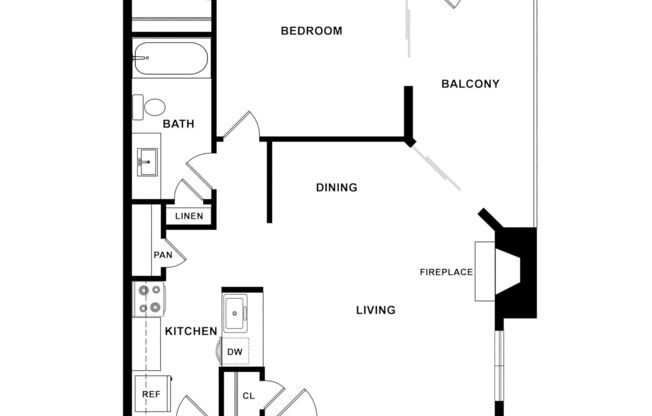 1 bed, 1 bath, 687 sqft, $1,220