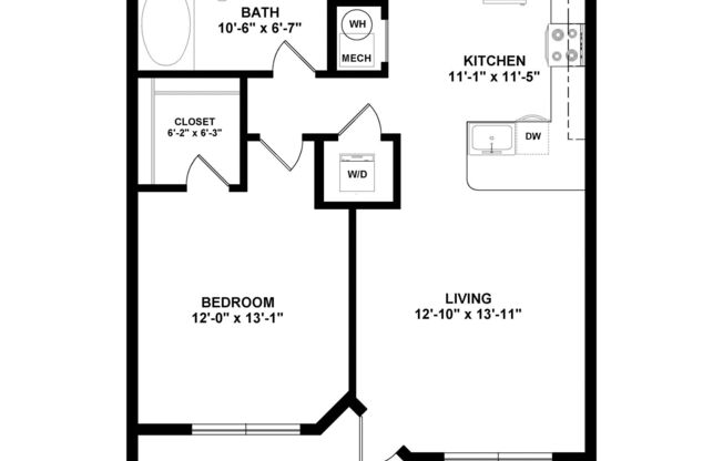 1 bed, 1 bath, 622 sqft, $1,483