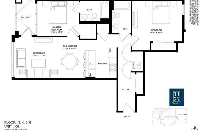 2 beds, 2 baths, 985 sqft, $4,375, Unit 1325-606
