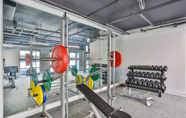 Fitness Center Strength and Conditioning Equipment at Link Apartments® Montford, Charlotte, 28209