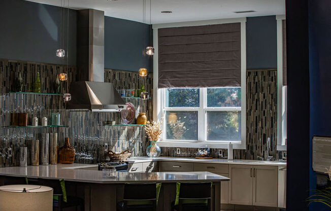 a kitchen with a sink and a window