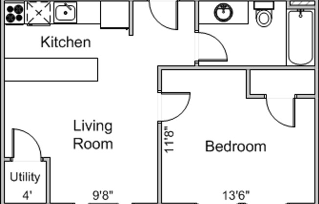 1 bed, 1 bath, 500 sqft, $1,649, Unit 45R-403