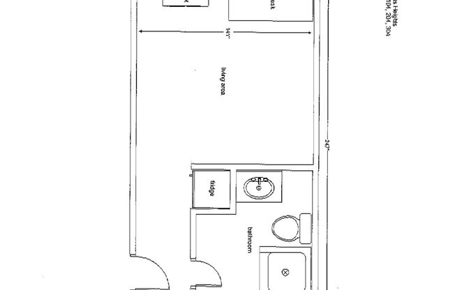 Studio, 1 bath, 245 sqft, $969, Unit 103