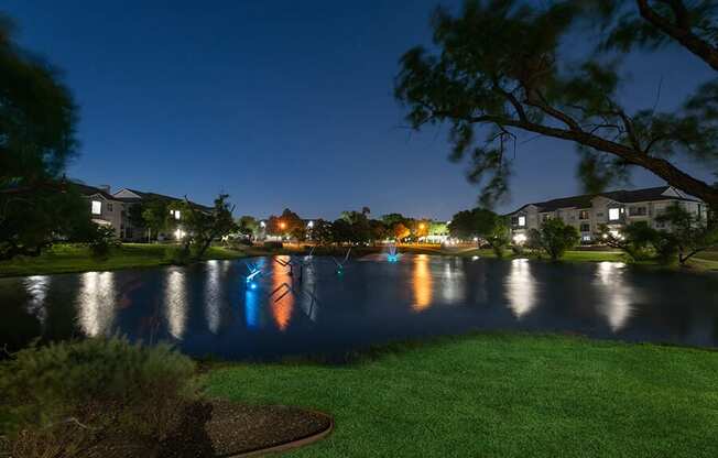 Community Pond and Landscape at Essence North Dallas Apartments located in Dallas, TX.