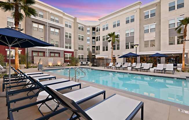 Resort-Style Pool at The Huntington Luxury Apartments in Duarte CA