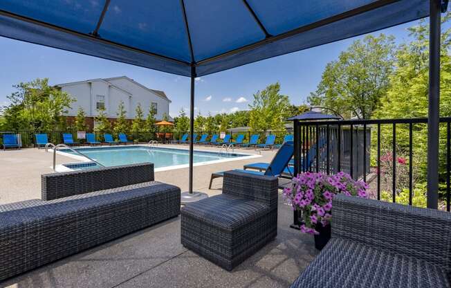 our apartments have a resort style pool and patio