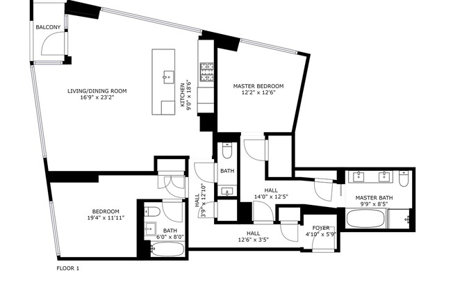 2 beds, 2.5 baths, 1,531 sqft, $15,500, Unit 20M