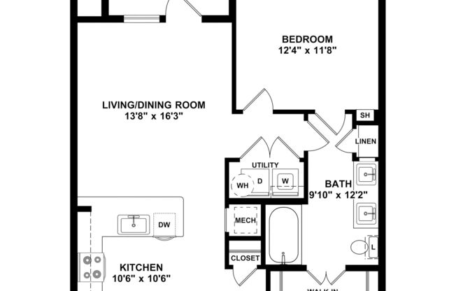 1 bed, 1 bath, 745 sqft, $1,029